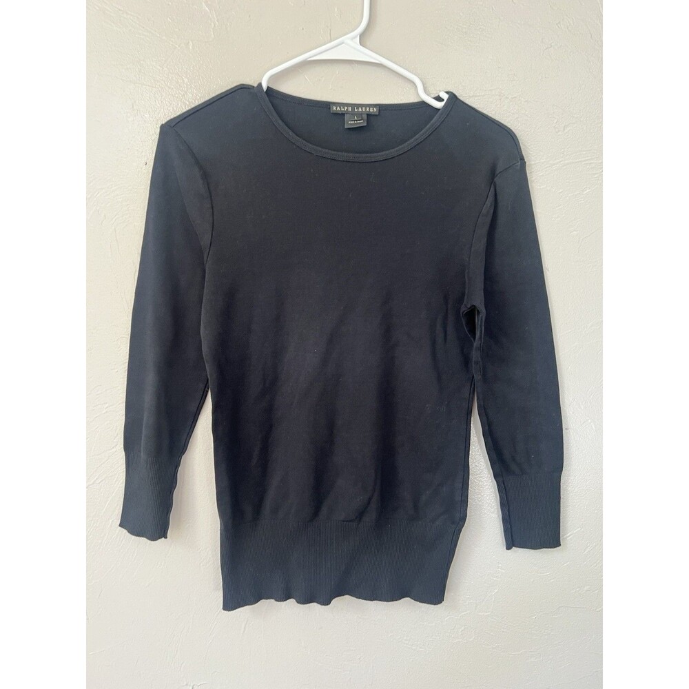 Ralph Lauren Black Label Sweater  Pullover 100% Cotton Large Top Boxy Designer - Picture 2 of 5